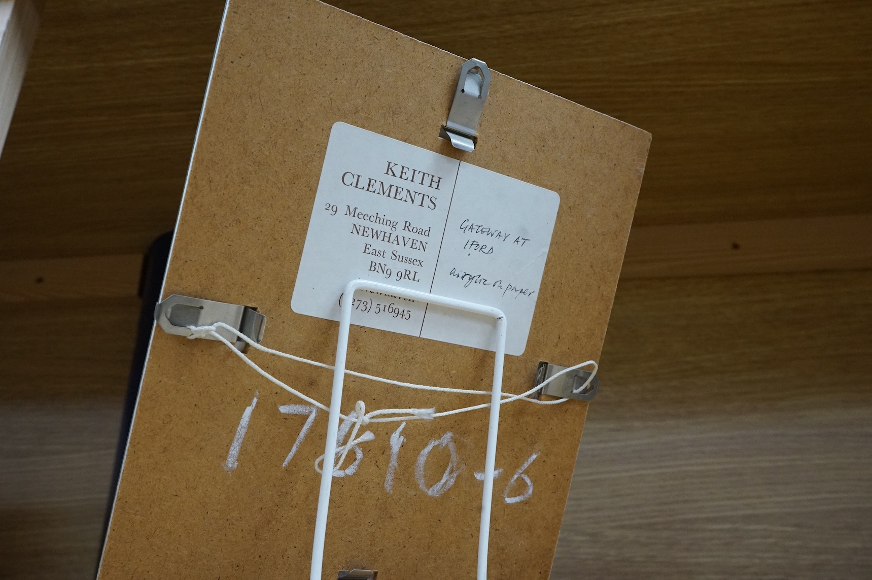 Keith Clements, two acrylics on paper, to include ‘Gateway at Iford', signed, label verso, 13 x 9cm. Condition - good